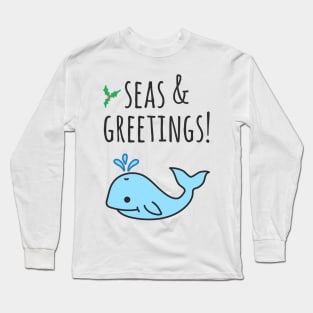 Christmas Seasons Greetings Whale Sea Animal Pun Long Sleeve T-Shirt